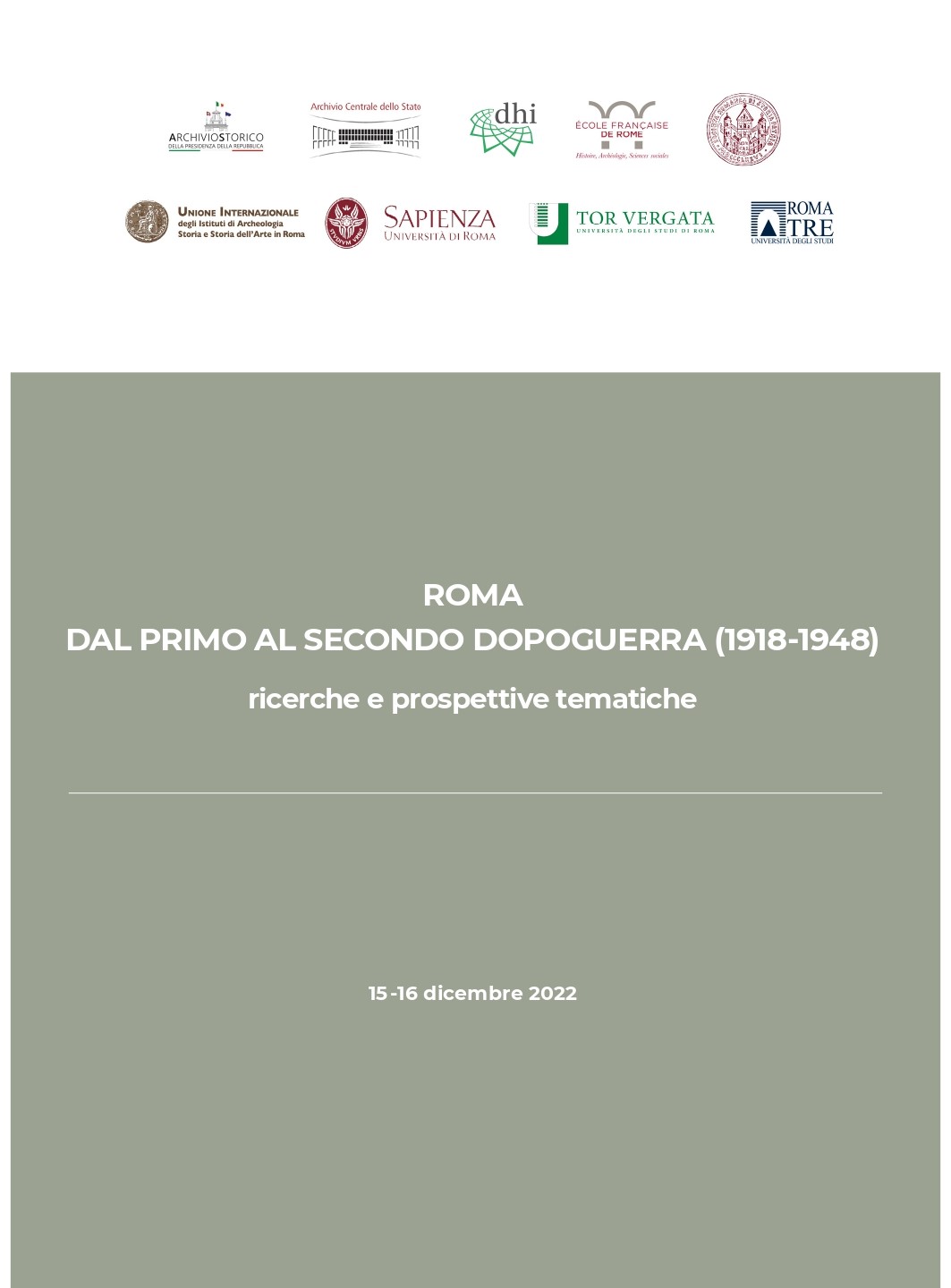 Roma dal primo al secondo dopoguerra (1918-1948) ricerche e prospettive tematiche