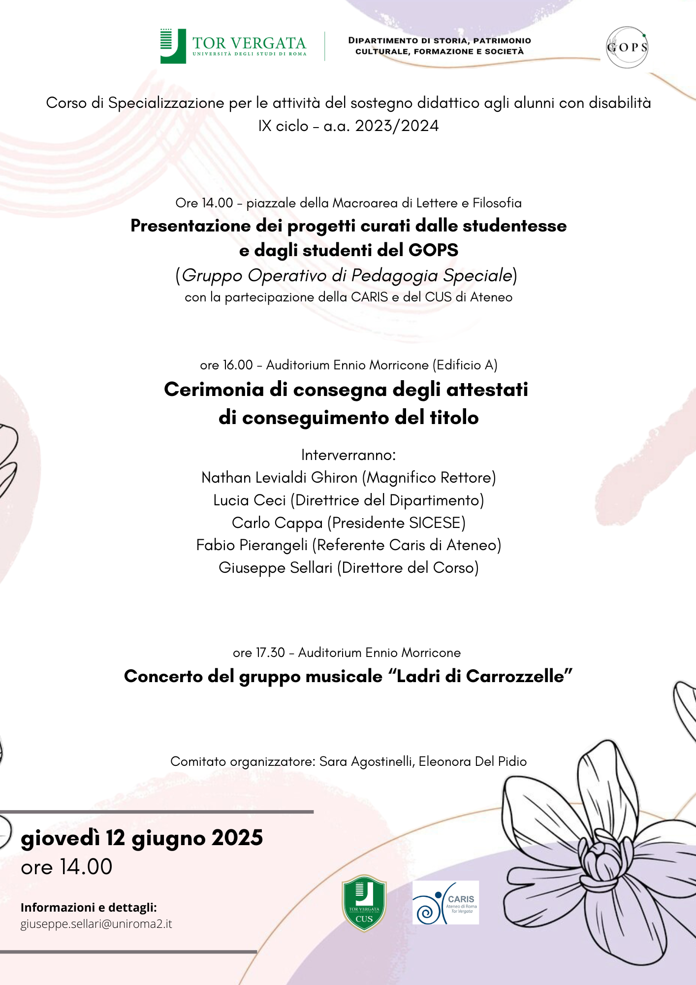 Cerimonia di consegna degli attestati Corso Sostegno